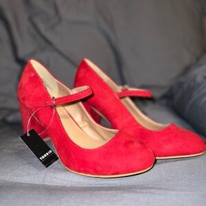 Red 3” heel Mary Jane pump